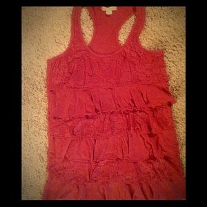Juniors Small tank top w/elegant lace ruffles.